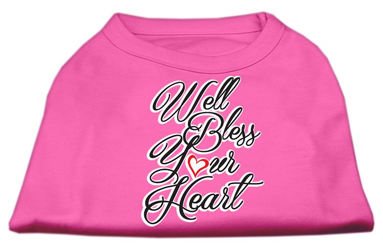 Well Bless Your Heart Screen Print Dog Shirt Bright Pink XL